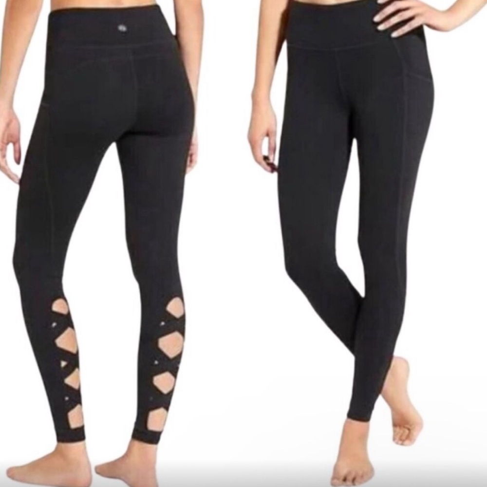 Athleta Black High Rise Chaturange Criss Cross Leggings